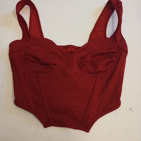 Shein women's red pullover crop top corset w/boning size small - Picture 3 of 10